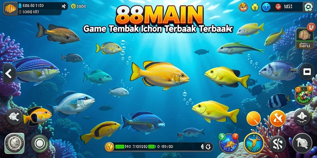 Tampilan gameplay seru dari 88MAIN dengan aksi menembak ikan.