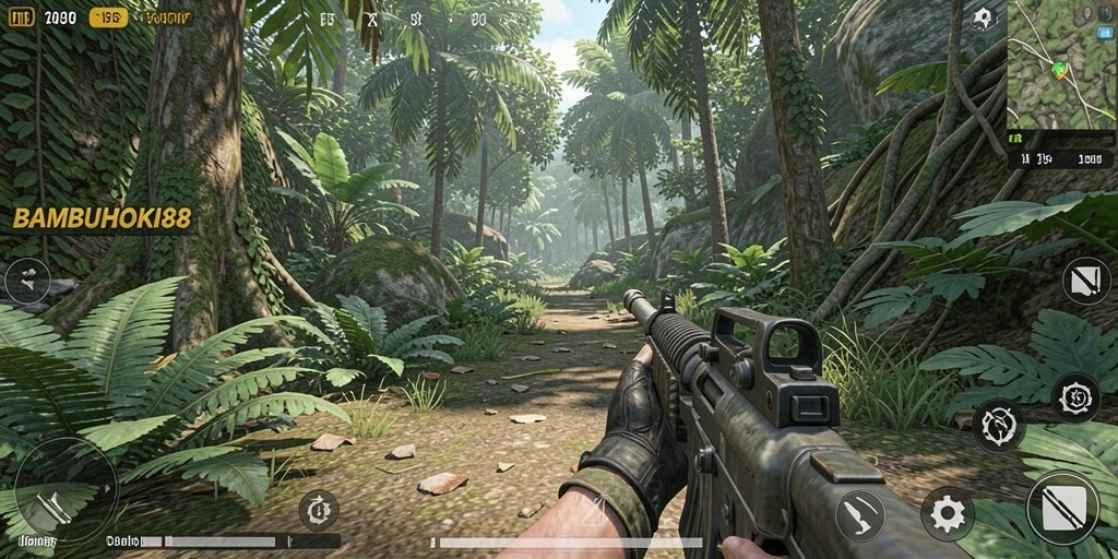 Tangkapan layar menampilkan aksi seru dari gameplay BAMBUHOKI88.