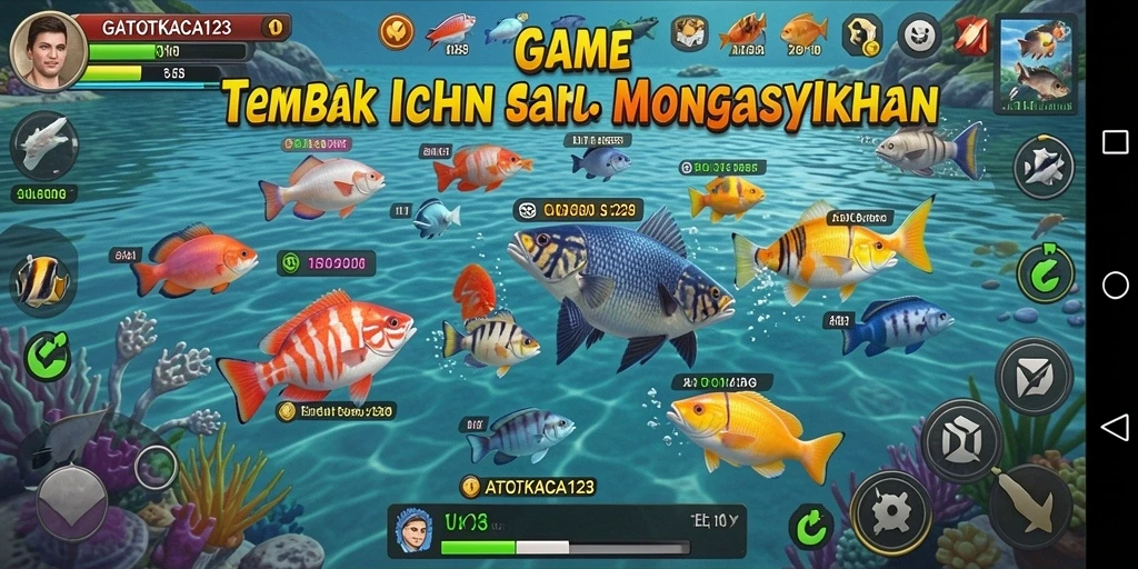 Gameplay seru GATOTKACA123 dengan aksi Tembak Ikan yang mendebarkan.