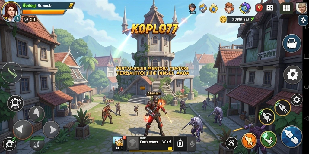 Tangkapan layar KOPLO77 menampilkan aksi pertahanan menara yang intens.