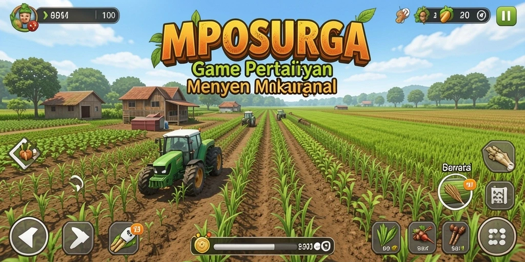 Tampilan gameplay menarik dari MPOSURGA dengan suasana pertanian yang asri.