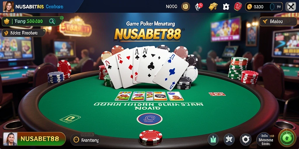 Tampilan menarik gameplay Poker di NUSABET88 dengan pemain aktif.
