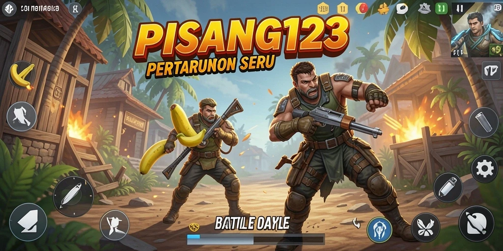 Tampilan seru gameplay PISANG123 dalam pertarungan Battle Royale.